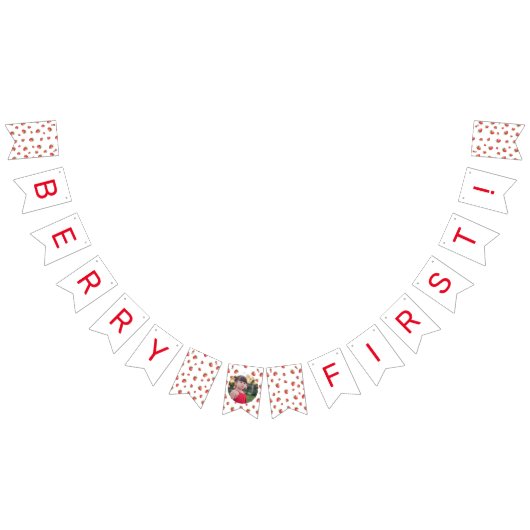 ストロベリー1stバースデーベリーの最初の写真 バンティングフラッグ (全)