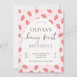 ストロベリー1stバースデーベリーの最初の写真 招待状