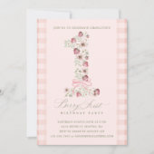 ストロベリー1stバースデーベリーファースト誕生日写真 招待状 (正面)