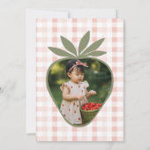 ストロベリー1stバースデーベリーファースト誕生日写真 招待状 (裏面)