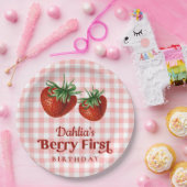 ストロベリー1stバースデーベリーファースト誕生日 ペーパープレート (パーティー)
