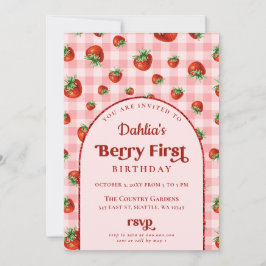 ストロベリー1stバースデーベリーファースト誕生日 招待状