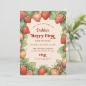 ストロベリー1stバースデーベリーファースト誕生日 招待状 (スタンド正面)