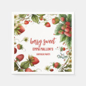 ストロベリー1stバースデーベリーFirst スタンダードカクテルナプキン (正面)