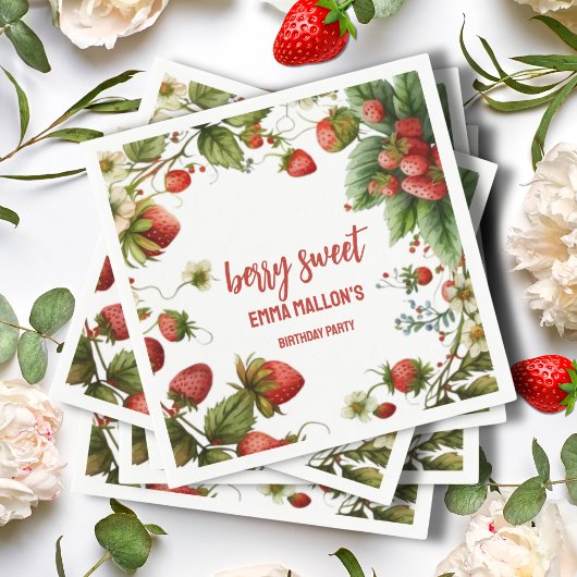 ストロベリー1stバースデーベリーFirst スタンダードカクテルナプキン