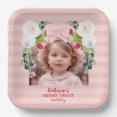 ストロベリー1stベリースイーツ誕生日ウェルカムサイン ペーパープレート (正面)