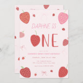 ストロベリー1stベリーファースト誕生日招待状 招待状 (正面/裏面)