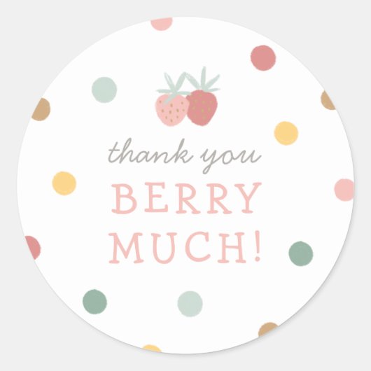 ストロベリー1st誕生日パーティーサンキューベリーマート ラウンドシール (正面)