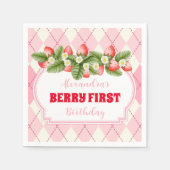 ストロベリー1st誕生日パーティーベリー最初 スタンダードカクテルナプキン (正面)
