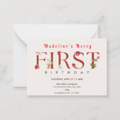 ストロベリー1st誕生日パーティーベリー最初 ノートカード (正面)