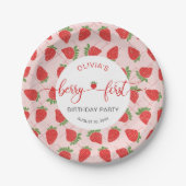 ストロベリー1st誕生日パーティーベリー最初 ペーパープレート (正面)