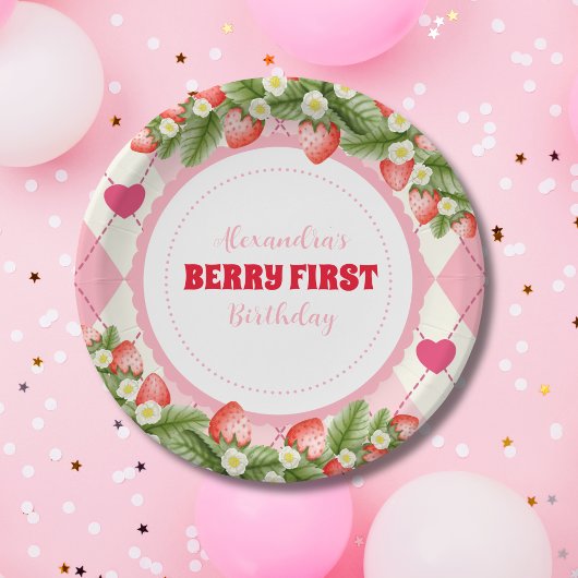 ストロベリー1st誕生日パーティーベリー最初 ペーパープレート