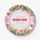 ストロベリー1st誕生日パーティーベリー最初 ペーパープレート (正面)