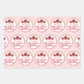 ストロベリー1st誕生日パーティーベリー最初 ラッピングペーパーシート (正面)