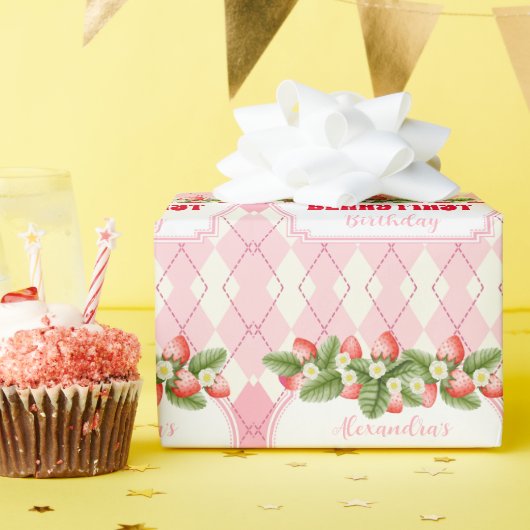 ストロベリー1st誕生日パーティーベリー最初 ラッピングペーパー (誕生日パーティー)