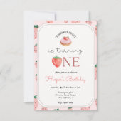 ストロベリー1st誕生日パーティーベリー最初 招待状 (正面)