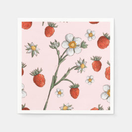 ストロベリー1st誕生日フローラベリー最初 スタンダードカクテルナプキン