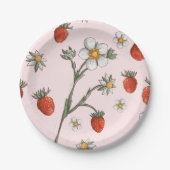 ストロベリー1st誕生日フローラベリー最初 ペーパープレート (正面)