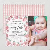 ストロベリー1st誕生日招待状ファーストベリースウィート 招待状 (正面/裏面)