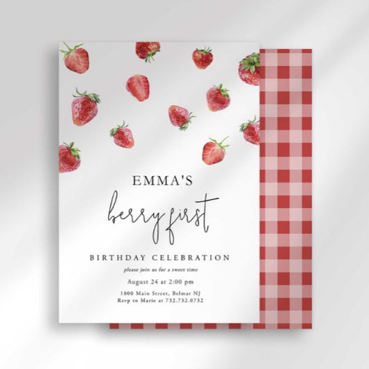 ストロベリー1st誕生日招待状ファーストベリースウィート 招待状