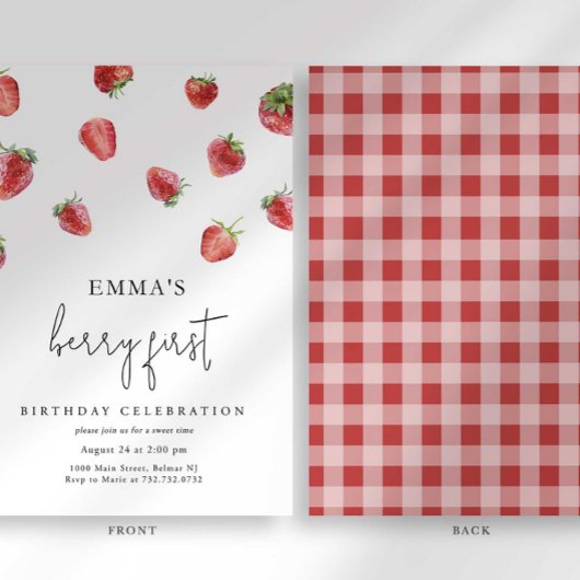 ストロベリー1st誕生日招待状ファーストベリースウィート 招待状