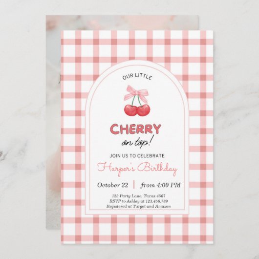 ストロベリー1st誕生日招待状ファーストベリースウィート 招待状 (正面/裏面)