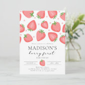 ストロベリー1st誕生日招待状ベリーファースト 招待状 (スタンド正面)