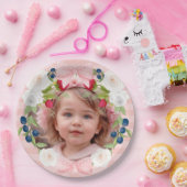 ストロベリー1st Berry Sweet誕生日写真 ペーパープレート (パーティー)