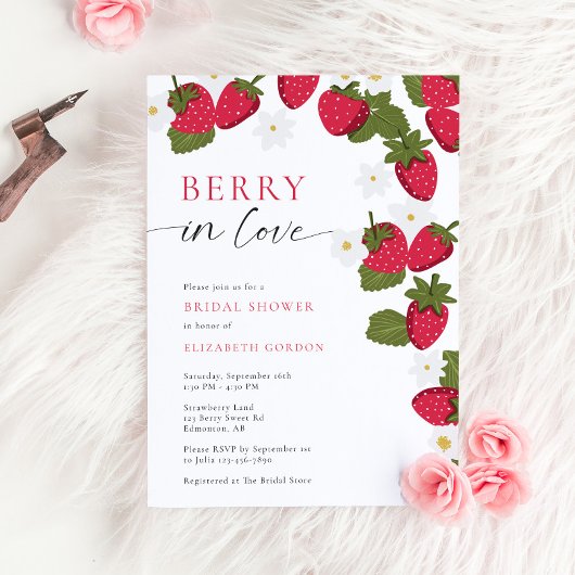 ストロベリー ウェディング シャワー フラワー 招待状