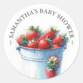 ストロベリー ウォーターカラー ベイビー シャワー ラウンドシール