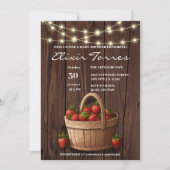 ストロベリー スウィート ウッド バスケット ベイビー シャワー 招待状 (正面)