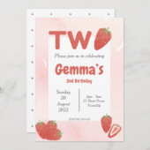 ストロベリー ツー 誕生日 招待状 (正面/裏面)
