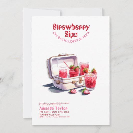 ストロベリー・バチェロレッテの週末旅行スケジュール 招待状 (正面)