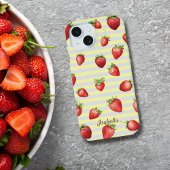 ストロベリー バニラ ストライプ 個人名入りiPhoneケース iPhone 15ケース