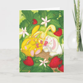 ストロベリー・バニー・ティー/誕生日・グリーティング・カード カード