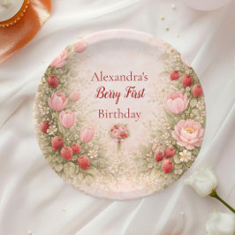 ストロベリー ビンテージ フラワー 1歳の誕生日 ペーパープレート