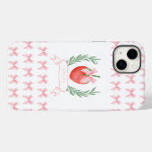 ストロベリー ピンク ギンガム リボン お名前入り Case-Mate iPhoneケース (裏面 (横))