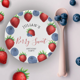ストロベリー&ブルーベリーガールバースデーパーティー ペーパープレート