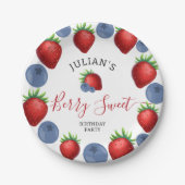 ストロベリー&ブルーベリーガールバースデーパーティー ペーパープレート (正面)