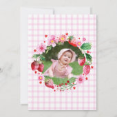 ストロベリー・ベリー 1歳の誕生日 水彩写真 招待状 (裏面)