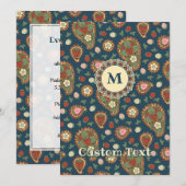 ストロベリー ペイズリー パターン 招待状 (正面/裏面)