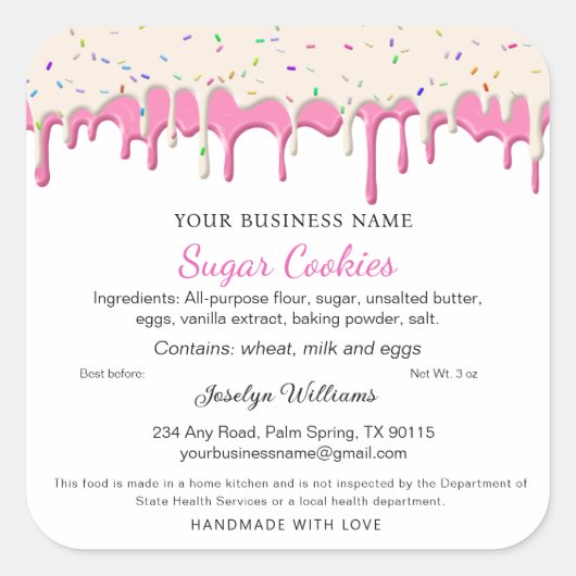 ストロベリー&ヴァイニラつや消しドリップコテージ法 スクエアシール (正面)