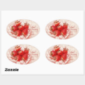 ストロベリー – 古いカントリースタイルジャム缶詰ラベル 楕円形シール (シート)