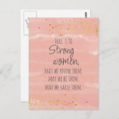 ストロングウィメンズ引用文金ゴールド赤面 ポストカード (正面/裏面)