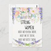 ストロングウィメンズ赤面ピンクピーニーズブルーデルフィニウム ポストカード (正面/裏面)