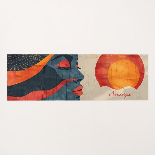 ストロングブラックウーマン名前をカスタムする ヨガマット (裏面(横))