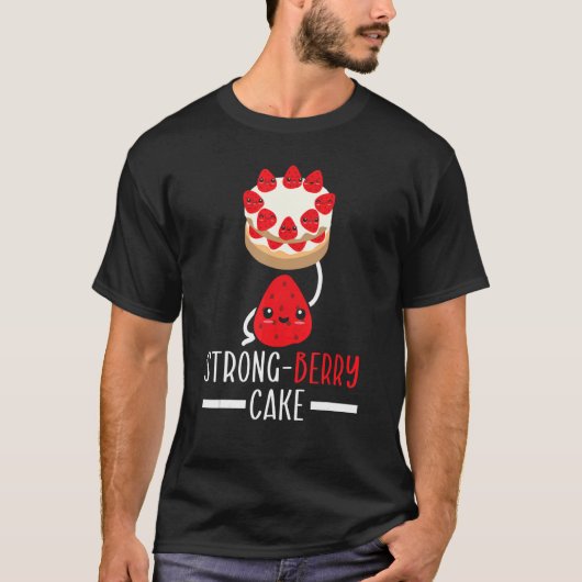 ストロングベリーケーキ重量挙げイチゴ狩り Tシャツ (正面)