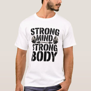 ストロングマインドストロング体フィットネス やる気を起こさせる Tシャツ