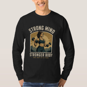 ストロングマインド ストロンガーボディジムモチベーションデザイン Tシャツ