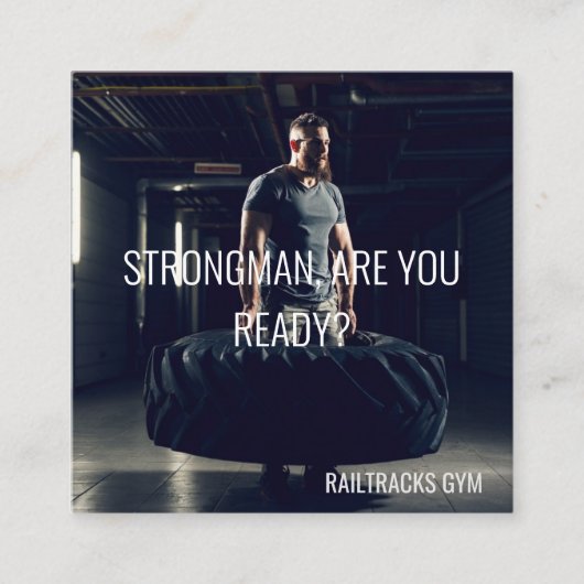 ストロングマンジムスポーツフィットネスパーソナルトレーナー スクエア名刺 (正面)